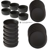 AIDA Raw Titanium Black Startset 24-delig, 6-persoons | OnlineServies.nl