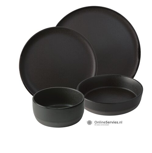 AIDA Raw Titanium Black startset 16-delig, 4-persoons | OnlineServies.nl