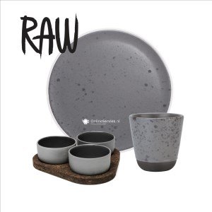 Aida raw beker met oor grey spotted 15103