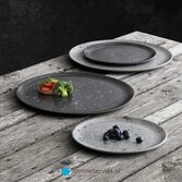 Aida raw black spotted dinerbord 28 cm art .nr 15212